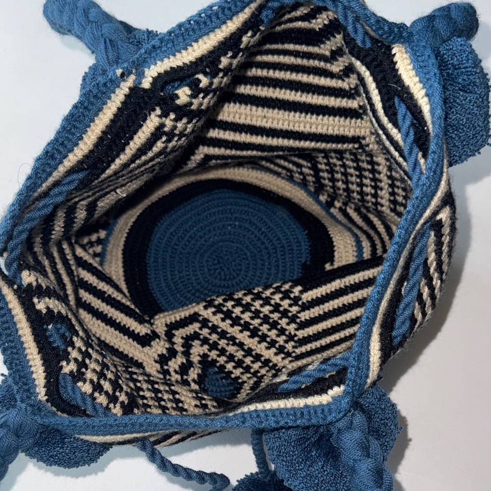 Stylish Tan, Black, and Blue Women's Woven Bag - Picture 8 of 8
